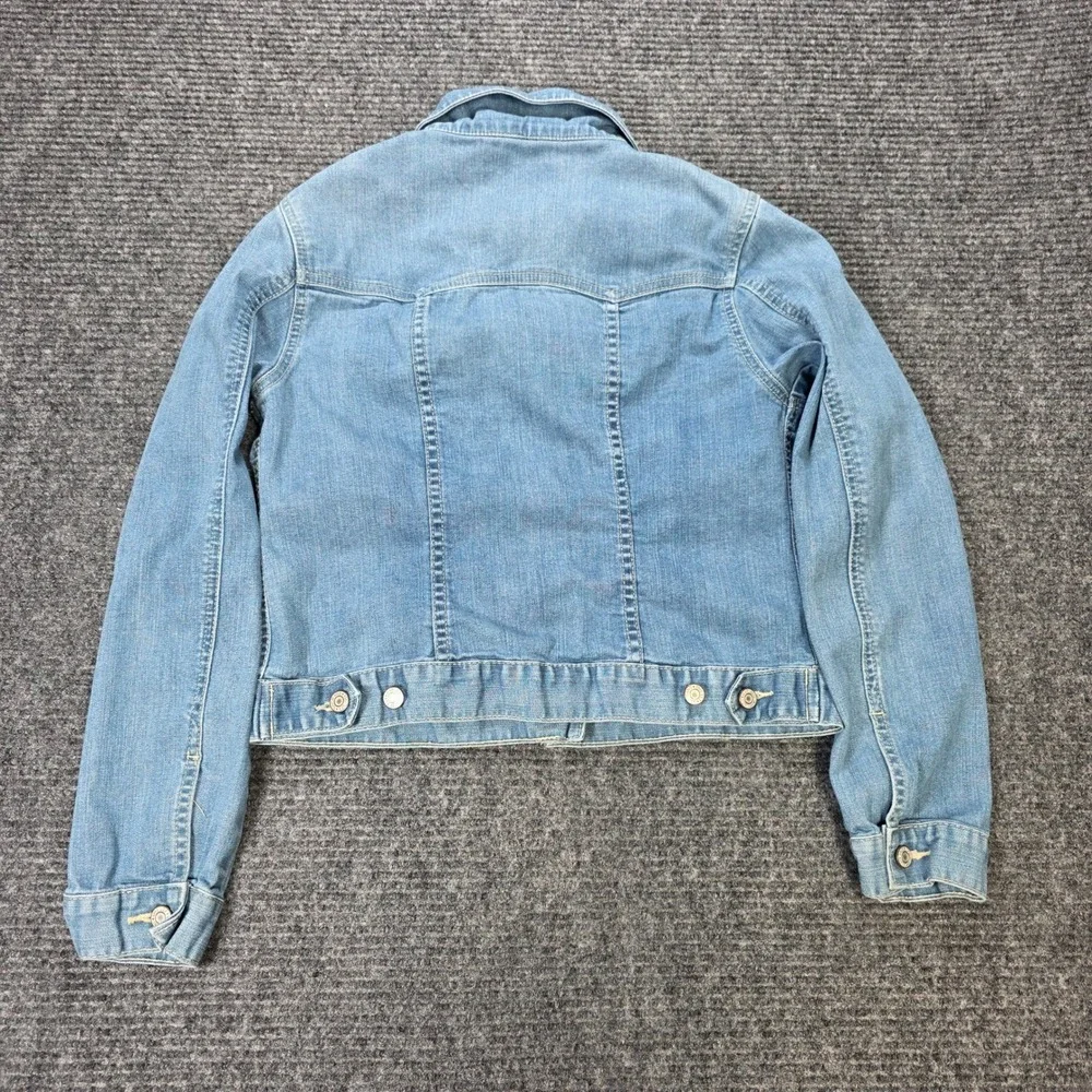 Gap Denim Trucker Jacket Girl's Size XXL Blue Light Wash Button Front Stretch